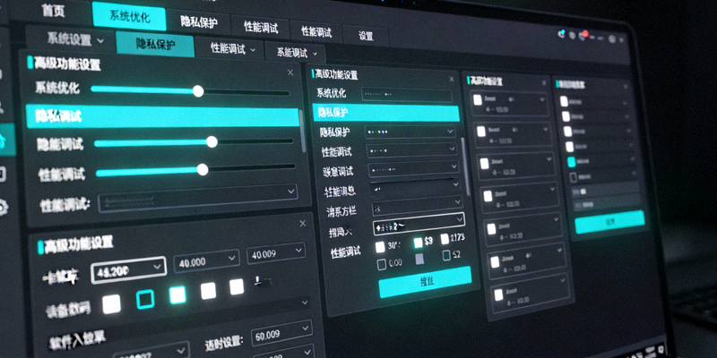 电脑屏幕上展示复杂的软件设置面板，代表深度功能详解