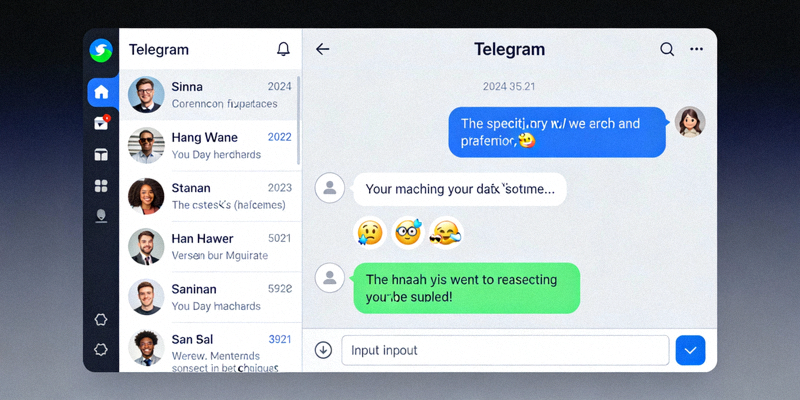 Telegram桌面客户端主界面截图，展示清晰的聊天列表和对话窗口