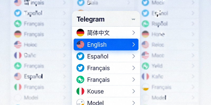Telegram桌面客户端设置菜单中语言选择界面的示意图，高亮显示简体中文选项