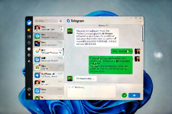 Windows 11系统桌面上运行着Telegram中文版客户端的界面截图
